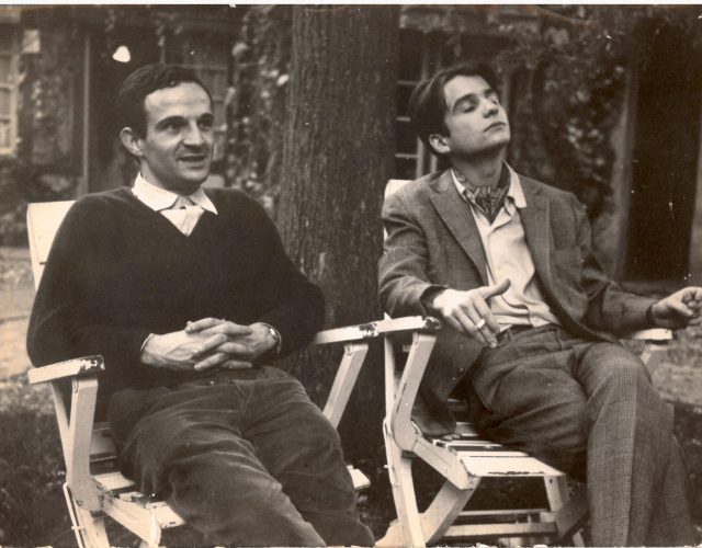 François Truffaut et Jean-Pierre Léaud sur le tournage du film Les 400 coups.